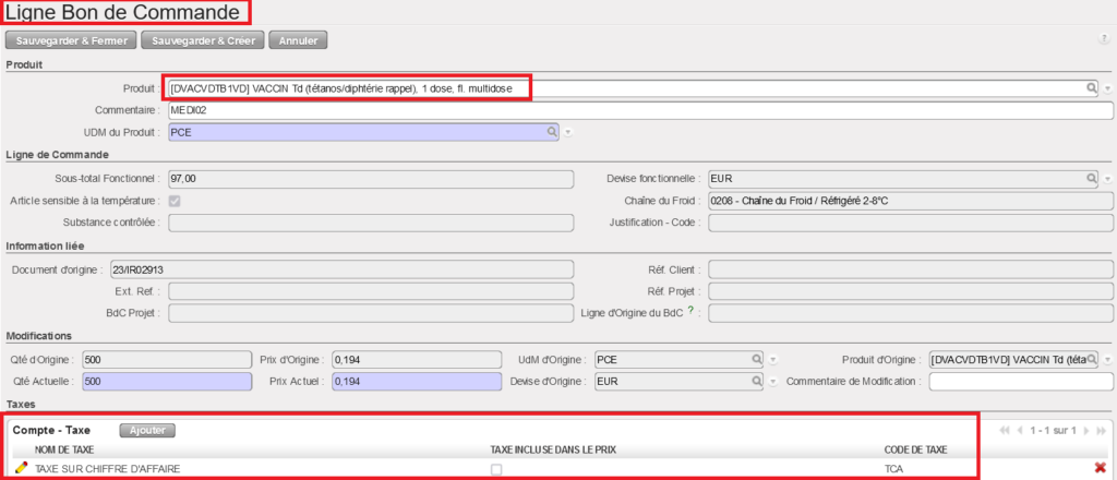 Ajouter la taxe au niveau de la ligne